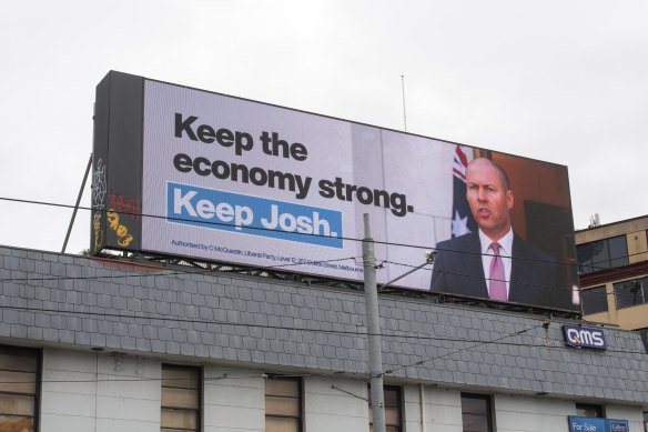 ‘Keep Josh’: billboards around the electorate of Kooyong.