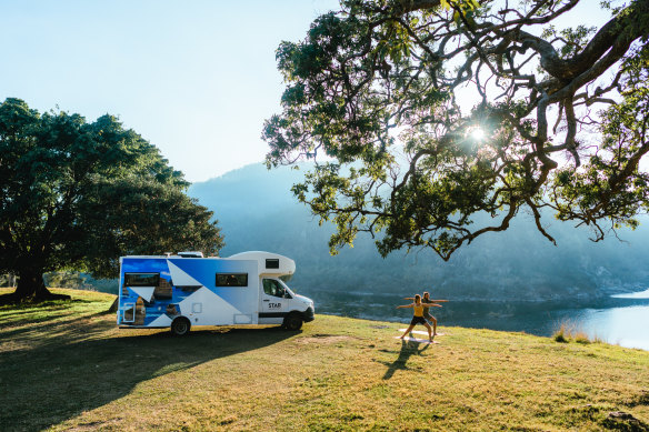 The epic Polaris 6 features a hot shower, air-con, double beds, dining area, full kitchen and a fridge.