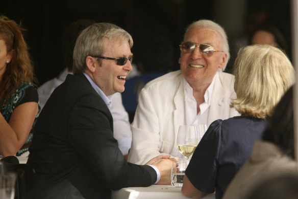 Kevin Rudd having lunch with Laws in 2007. Laws scores him four out of 10 as a prime minister.