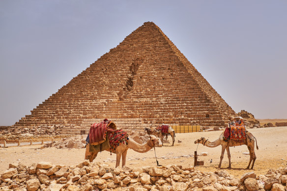 Pyramid of Menkaure, the smallest of the three pyramids of Giza.
