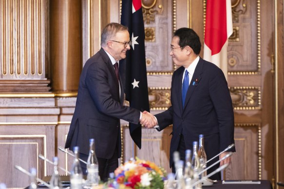 Prime Minister Anthony Albanese meeting Japanese Prime Minister Fumio Kishida. 