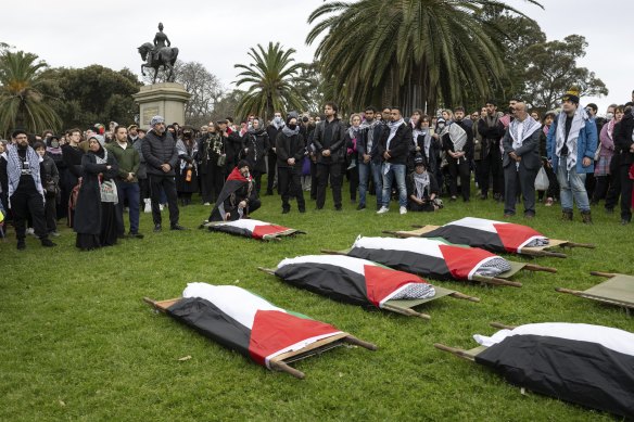 A pro-Palestine vigil in Melbourne on Monday.