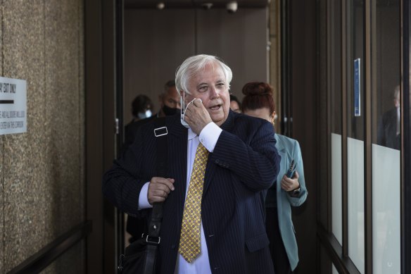 Clive Palmer outside Federal Court earlier this month.