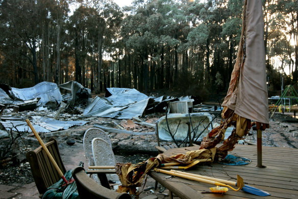 A home destroyed in the 2009 Kinglake fire. A class action for victims of the fire resulted in an almost $500 million payout without the support of a litigation funder.