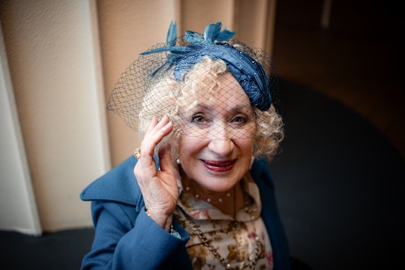 Judith McGregor from South Melbourne arriving at the Caulfield Cup for the first day of the Spring Racing Carnival.