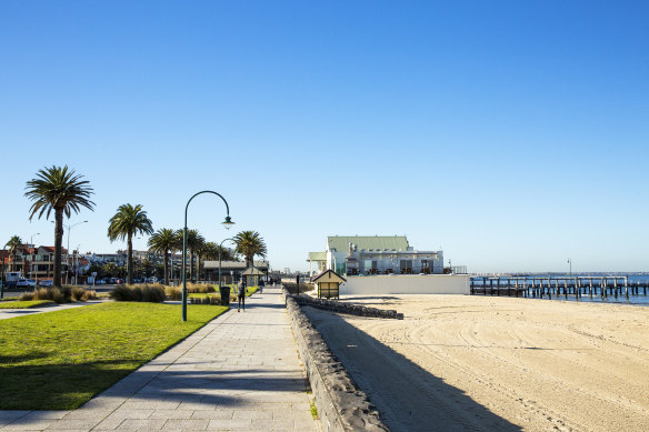 Port Melbourne’s palm tree-lined foreshore.
