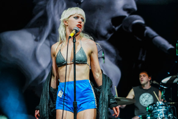 Amyl and the Sniffers vocalist Amy Taylor at Sidney Myer Music Bowl, Melbourne, this time last year.