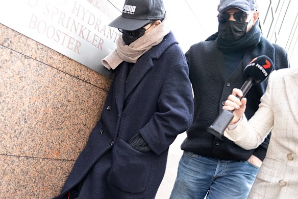 Shaymaa Oun Ghazi Zuhaira leaving the Melbourne Magistrates’ Court with her husband.