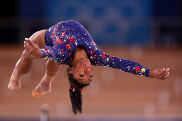 Simone Biles in action earlier in the Games.