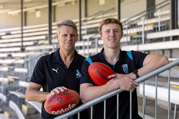 Harry Dean is just days away from joining Carlton and following in the footsteps of his father, Peter (left).