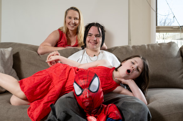 Young carer Charlie Dunn-Rice with brother Thomas (in the Spider-Man costume), sister Ava and mum Kate Dunn.