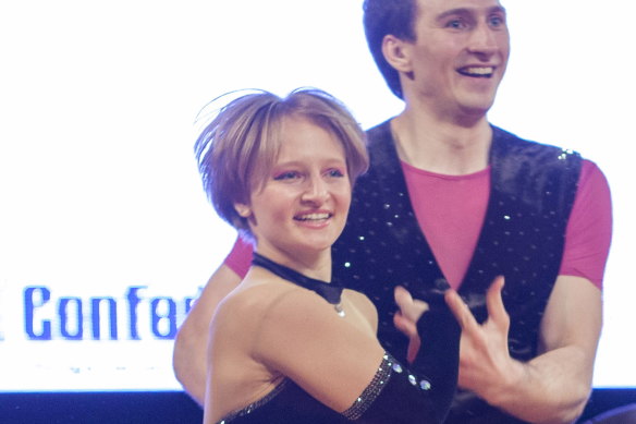 Katerina Tikhonova, daughter of Russian President Vladimir Putin, dances with Ivan Klimov during the World Cup Rock’n’Roll Acrobatic Competition in Poland in 2014.