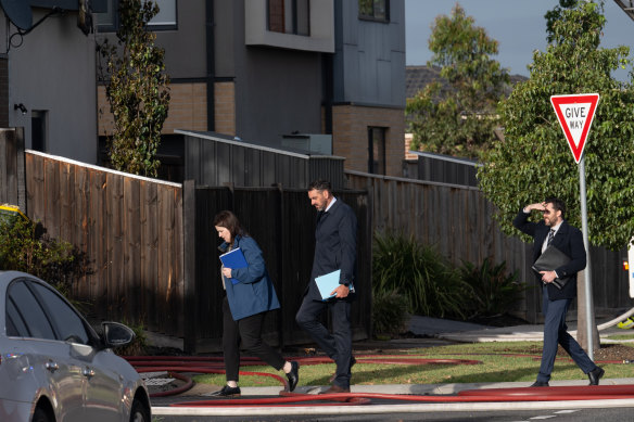 Detectives at the scene on Thursday.