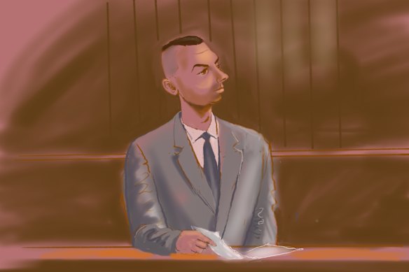 Beau Lamarre-Condon in the NSW Supreme Court on the first day of his trial.