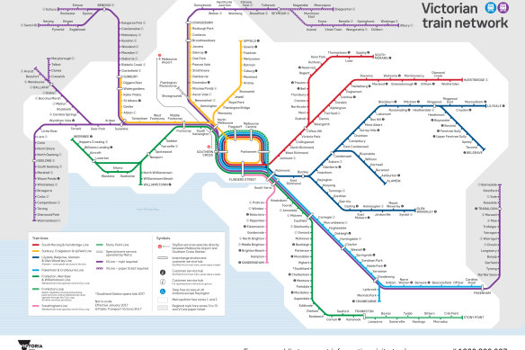 The rainbow Metro map has been available since 2016. A colour system like this could enhance the experience for commuters at Southern Cross.