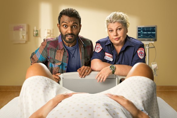 Nazeem Hussain and Urzila Carlson in Separated at Birth.