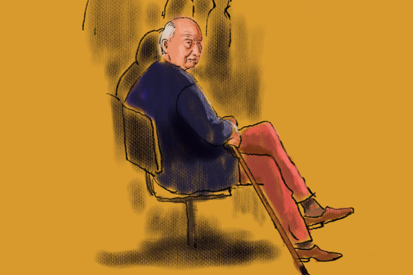 Alan Jones in court on Wednesday.