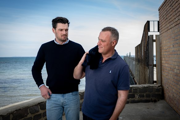 Liberal candidate for Goldstein Tim Wilson and his husband Ryan Bolger.