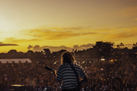 Byron Bay-based psychedelic group Babe Rainbow perform at The Long Sunset this year. 