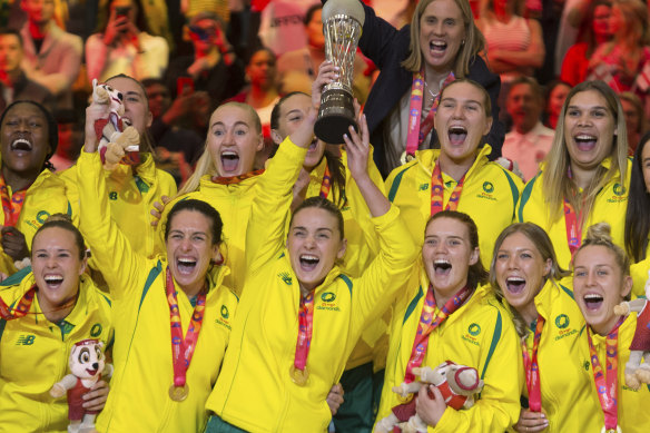 Australia hoists the netball World Cup aloft.
