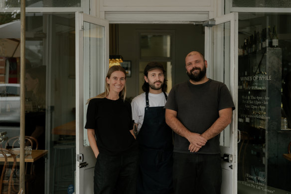 Emma Pegrum, Branden Scott and Tom van Beem of Wines of While.