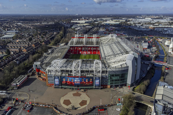  Aerial photo of the Old Trafford stadium, home of Manchester United. 
