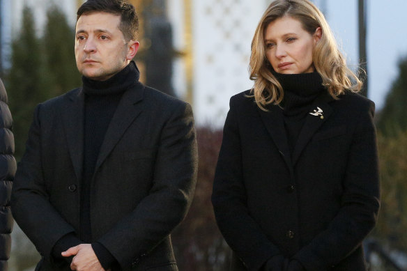 Ukraine President Volodymyr Zelensky and his wife Olena, pictured last year. 