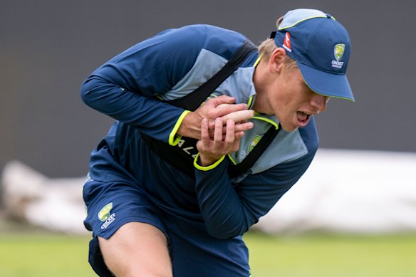 Cooper Connolly of Australia in action at training.