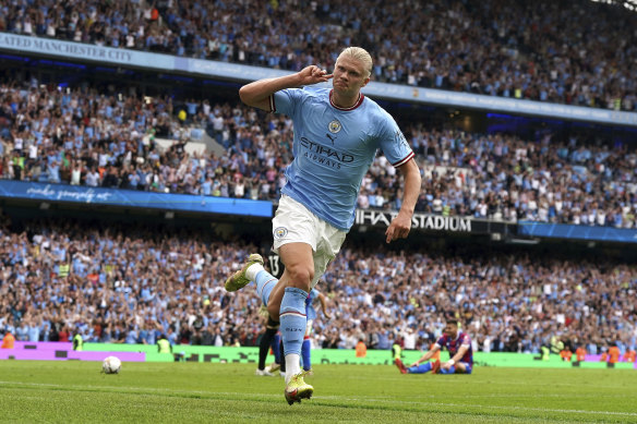 Erling Haaland score three times in City’s comeback win.