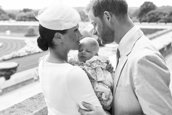 An official christening photo released by the Duke and Duchess of Sussex on Saturday.