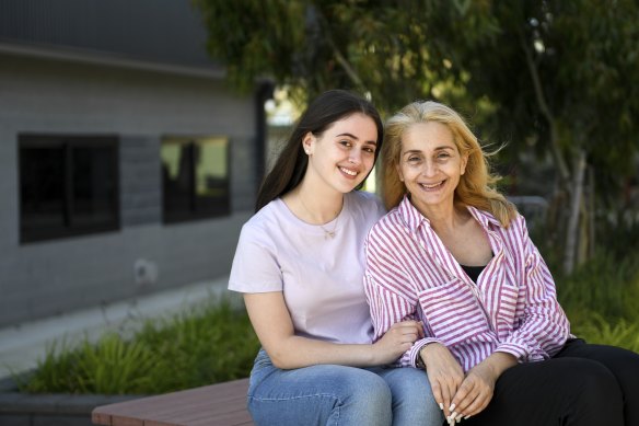 Bentleigh Secondary student Tia Lambas and her mother, Mary Lambas.