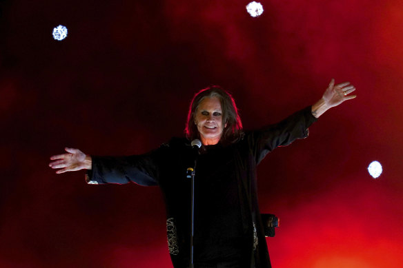 Rock star Ozzy Osbourne performs during the Closing Ceremony for the Commonwealth Games at the Alexander Stadium in Birmingham.