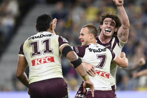 Daly Cherry-Evans celebrates his winning kick.