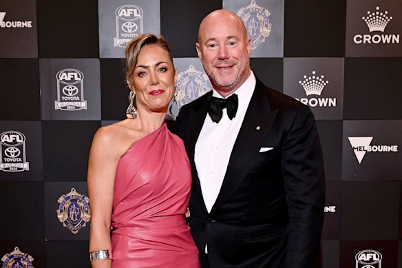 Luke and Cate Sayers at the Brownlow Medal in September 2024, shortly before the photo scandal erupted.