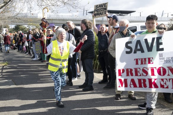 Thousands of protesters turned out demanding Preston Market continue and pushing for a public acquisition of the site.