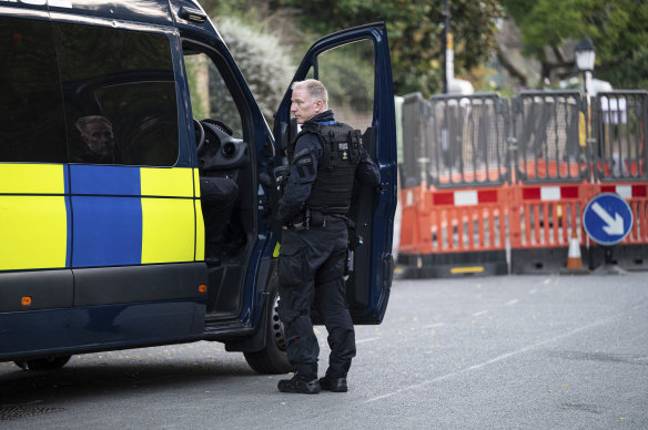 Police patrol in the Chiswick area as the hunt for Daniel Khalife entered its fourth day.