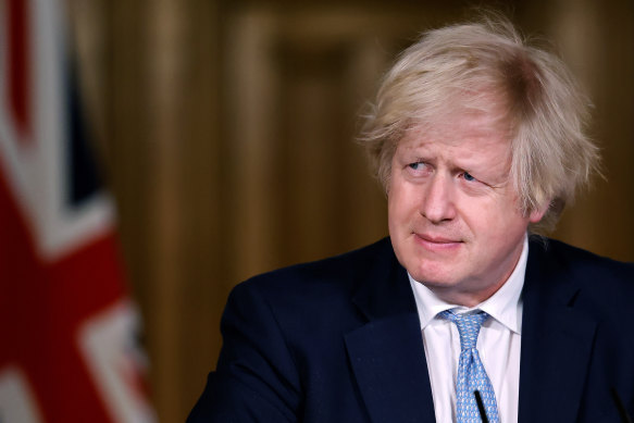 Britain’s Prime Minister Boris Johnson during a coronavirus media briefing.