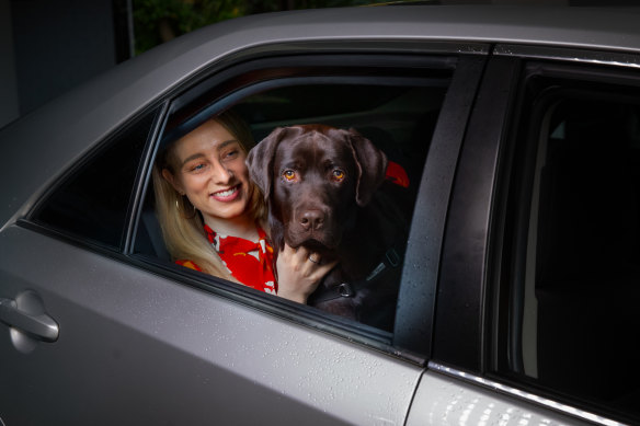 Sarah Sanelli and her chocolate lab Hank are ready to hit the road.