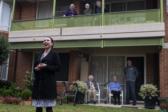 Star soprano Jane Ede serenades the residents of Alan Walker VIllage.