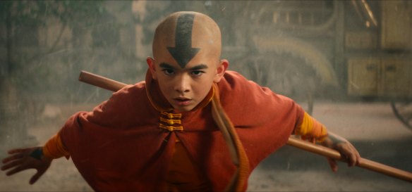 Gordon Cormier as Aang in Avatar: The Last Airbender.