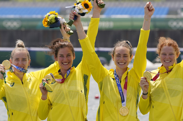 Olympic champions Lucy Stephan, Rosemary Popa, Jessica Morrison and Annabelle McIntyre.