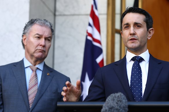 Education Minister John-Paul Langbroek and Premier David Crisafulli.
