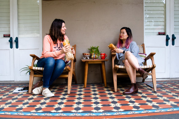 Lunch on the verandah of Que Minh’s home in Sydney’s inner west. 