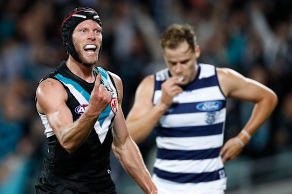 Brad Ebert kicked two for Port Adelaide.