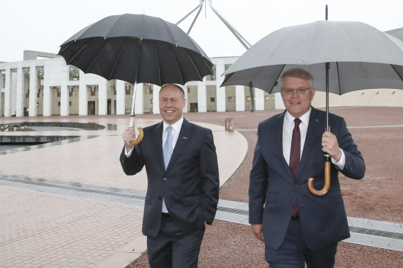 Market conditions: Treasurer Josh Frydenberg and Prime Minister Scott Morrison.