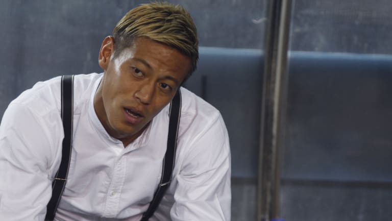 In the dugout: Five days before steering Melbourne Victory to a win in Kogarah, Keisuke Honda was coaching Cambodia to a 1-0 win over Laos.