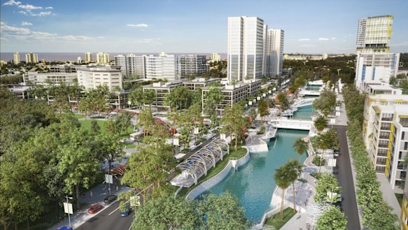 An artists' impression of the Sunshine Coast's new CBD (indicative only).