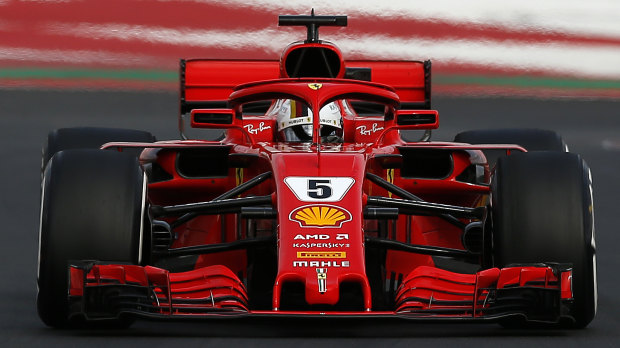 Sebastian Vettel in action in Barcelona pre-season testing.