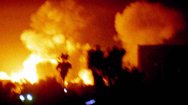 Air strikes hit Baghdad during the invasion in 2003.