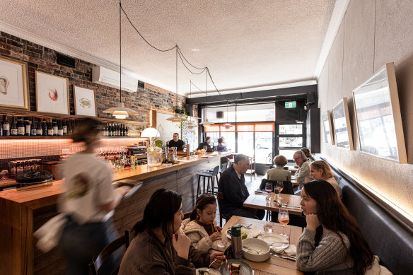 Chef Philippa Sibley’s drawings (left) decorate the walls of the bistro.